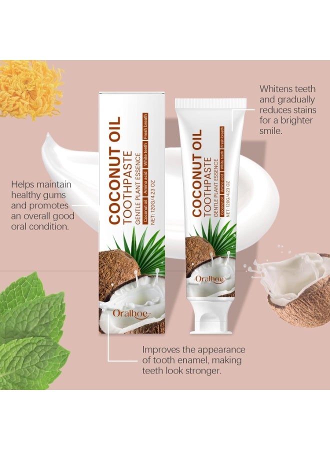 ORALHOE Coconut Oil Toothpaste Gentle Plant Essence Oral Care Clean Whitening Toothpaste 120g - Image 3