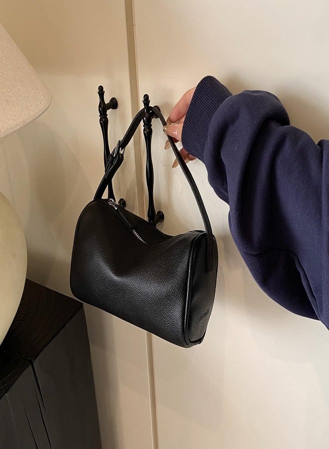 Covelin Small Women's Shoulder Bag - Minimalist & Stylish Top-Handbag with Lychee Leather Black - Image 4