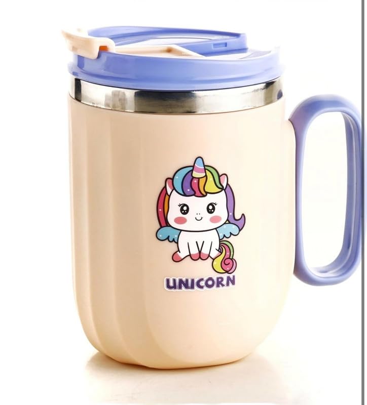 Lotus unique Lotus unique Double Insulated Stainless Steel 400ml Coffee Mug with Lid SweatProof Cartoon Print Insulated Coffee Mug for Birthday Gifts Pink Duck  - Image 2
