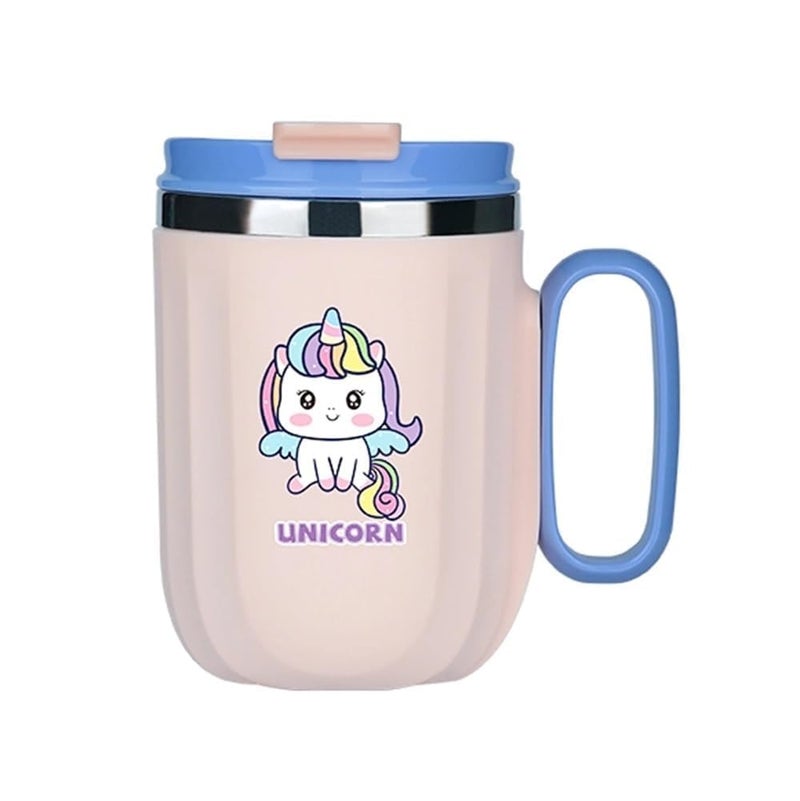 Lotus unique Lotus unique Double Insulated Stainless Steel 400ml Coffee Mug with Lid SweatProof Cartoon Print Insulated Coffee Mug for Birthday Gifts Pink Duck  - Image 4