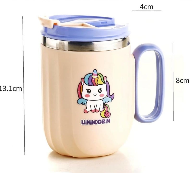 Lotus unique Lotus unique Double Insulated Stainless Steel 400ml Coffee Mug with Lid SweatProof Cartoon Print Insulated Coffee Mug for Birthday Gifts Pink Duck  - Image 3