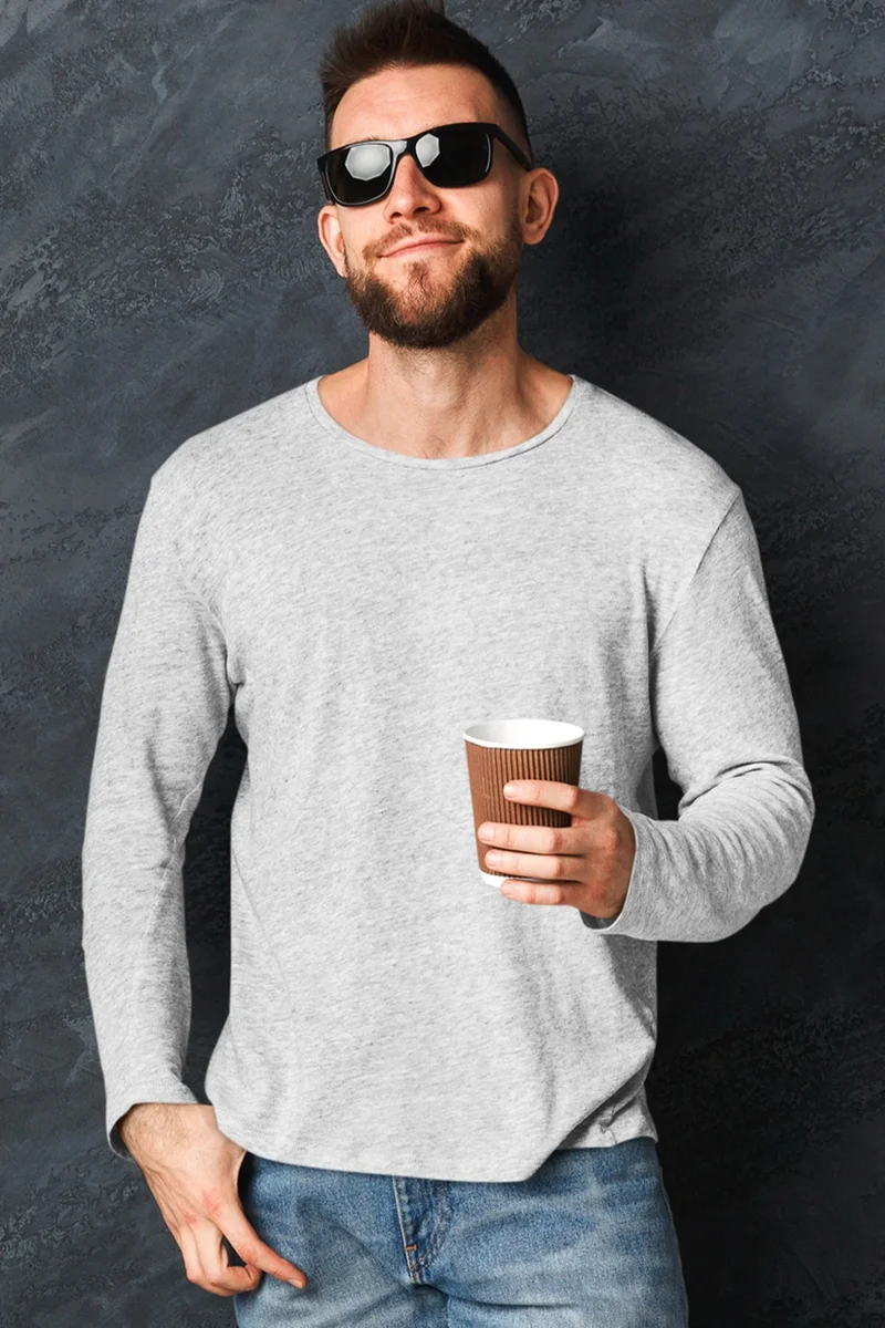 روك اند رول Plain Black, Anthracite, Gray Long Sleeve Men's T-Shirt 3-Piece Eco Pack