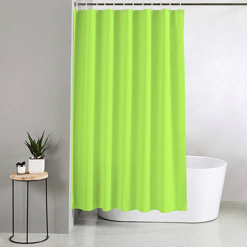 DRAPERI 13 Pieces Solid 100% PEVA Shower Curtain,Bathroom Curtain, 200 x 180 cm, Green - Image 2