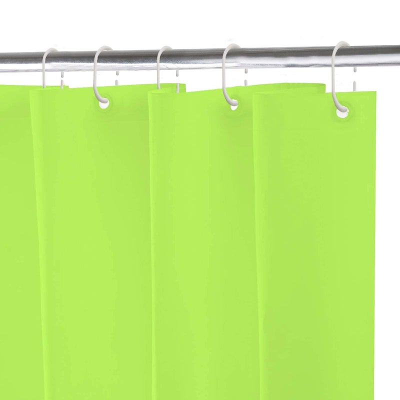 DRAPERI 13 Pieces Solid 100% PEVA Shower Curtain,Bathroom Curtain, 200 x 180 cm, Green - Image 3