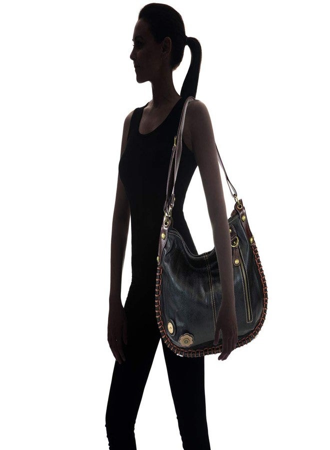 CHALA Handbags Charming Crossbody or Shoulder Convertible Large Chala Purse - BLACK (Pink Rose) - Image 2
