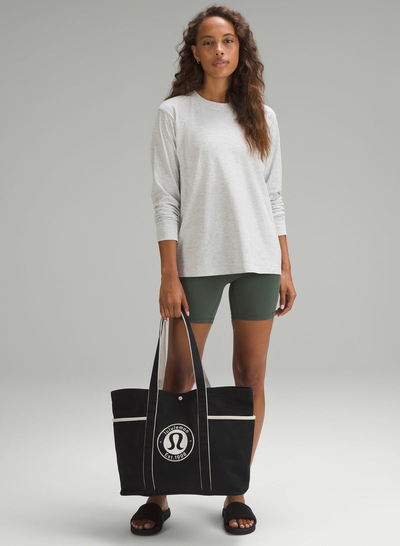 لولوليمون حقيبة قماشية كبيرة متعددة الجيوب للنساء والرجال - حقيبة متينة للتسوق والسفر والعمل (سعة 20 لترًا) - خفيفة الوزن وصديقة للبيئة - Image 4