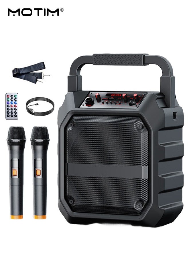 Motim - Multimedia Portable Speaker Karaoke Machine With 2 Microphones, TF/AUX/U Stick/Bluetooth/Wireless Mic Function, Type C Charging - Image 1
