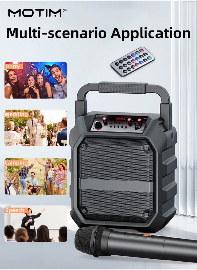 Motim - Multimedia Portable Speaker Karaoke Machine With 2 Microphones, TF/AUX/U Stick/Bluetooth/Wireless Mic Function, Type C Charging - Image 1