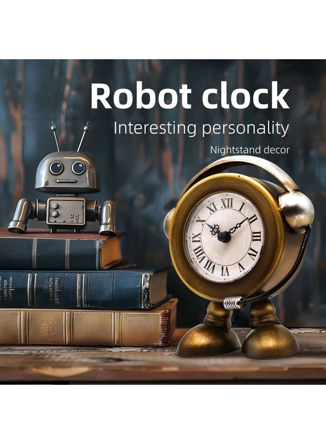 YOUKI Metal Robot Table Clock,Desk Shelf Clocks - Image 4
