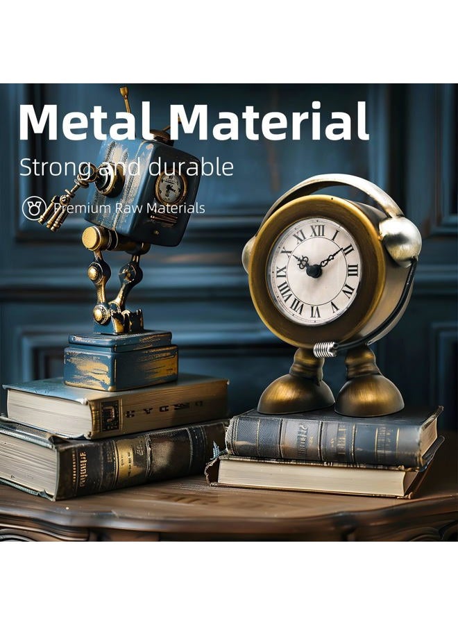 YOUKI Metal Robot Table Clock,Desk Shelf Clocks - Image 5