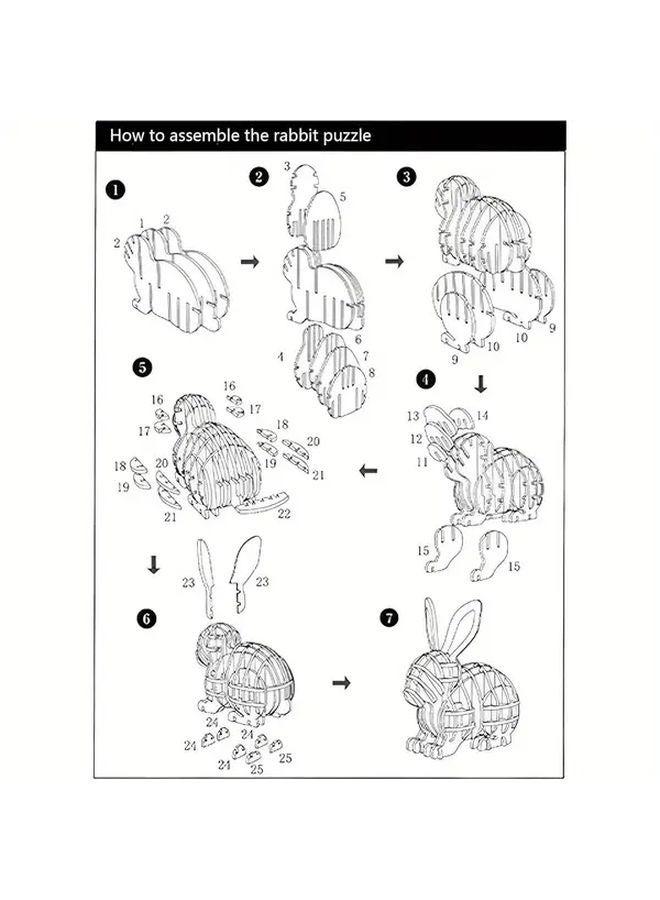 3D Puzzle Animal Model Toys Assembled Rabbit Owl Cat Educational Craft - Image 3