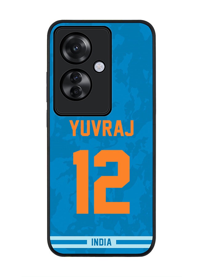 Stylizedd Rugged Black edge case for Oppo Reno11 F / Oppo F25 Pro 5G, Slim fit Flexible Anti Drop Thin Cover - Team India Yuvraj Singh, Jersey No 12 - Image 1