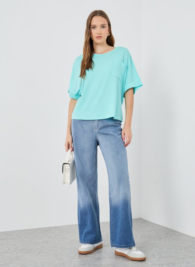 Take Two Solid Round Neck Oversized T-Shirt - Image 2