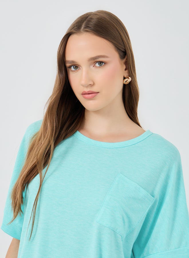 Take Two Solid Round Neck Oversized T-Shirt - Image 3