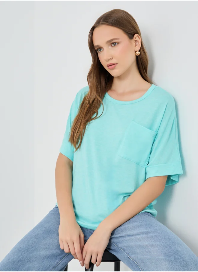 Take Two Take Two Solid Round Neck Oversized T-Shirt