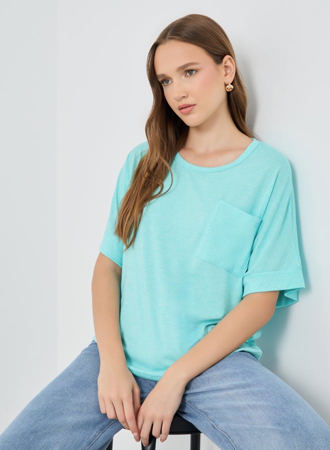 Take Two Solid Round Neck Oversized T-Shirt - Image 1