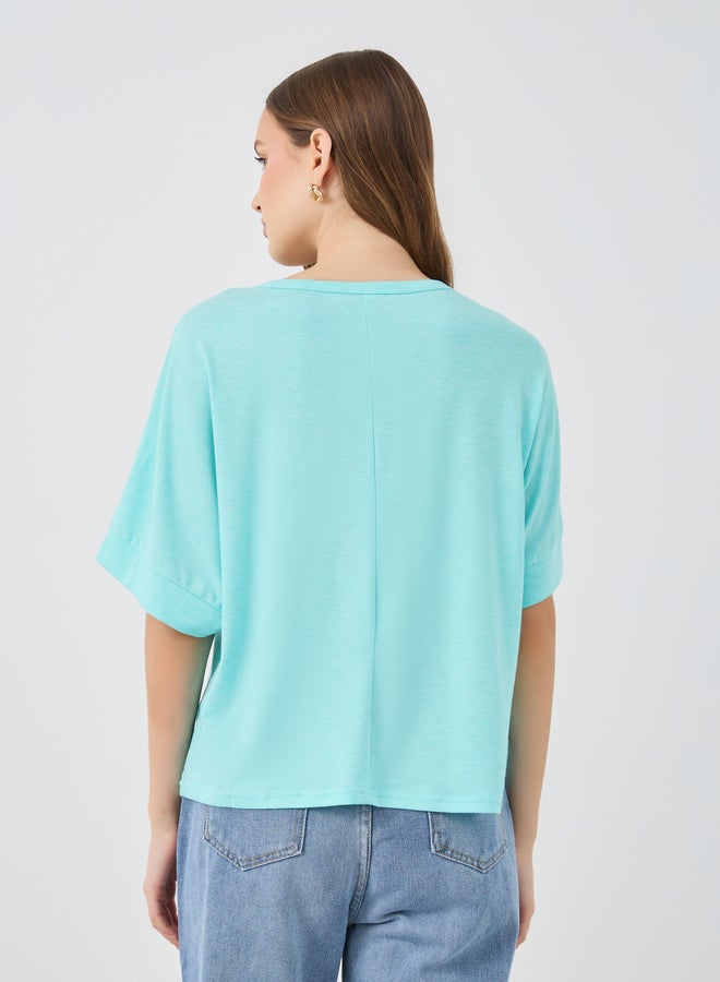 Take Two Solid Round Neck Oversized T-Shirt - Image 4