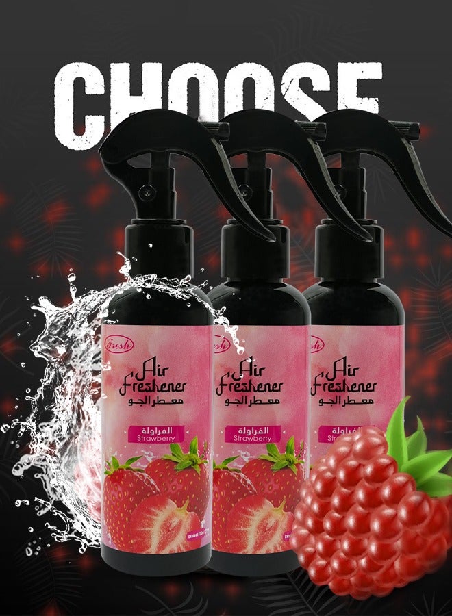 Fresh Combo Offer - Buy 3PC Car Air Freshener Spray 150ml - Long Lasting High Quality Strawberry Air Freshener Home and Car - Image 1