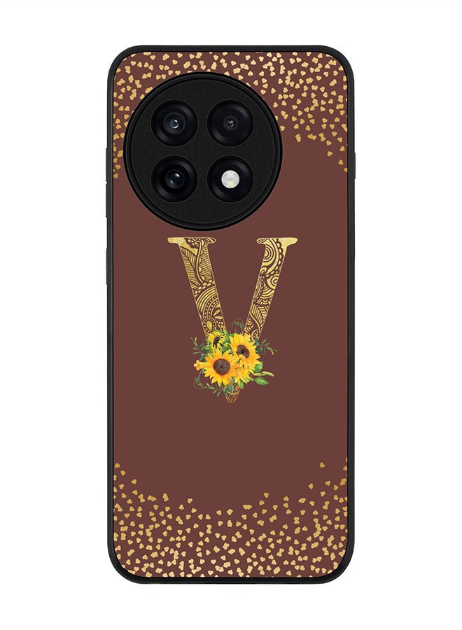 Stylizedd For OnePlus 13R / Ace 5 Pro Case,Slim fit Camera Protection, Shockproof Thin Phone cover  - Custom Floral Monogram - V  (Brown )