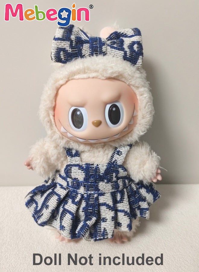 MEBEGIN Labubu Clothes,Blue Dress with Bow for Doll (NO Doll), Dark Blue Bow Dress Set for 17cm Accessories Suit, Cute Clothes for Dress up Unique Style,Adorable Outfit Set for 17cm - Image 1