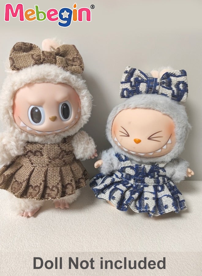 MEBEGIN Labubu Clothes,Blue Dress with Bow for Doll (NO Doll), Dark Blue Bow Dress Set for 17cm Accessories Suit, Cute Clothes for Dress up Unique Style,Adorable Outfit Set for 17cm - Image 2