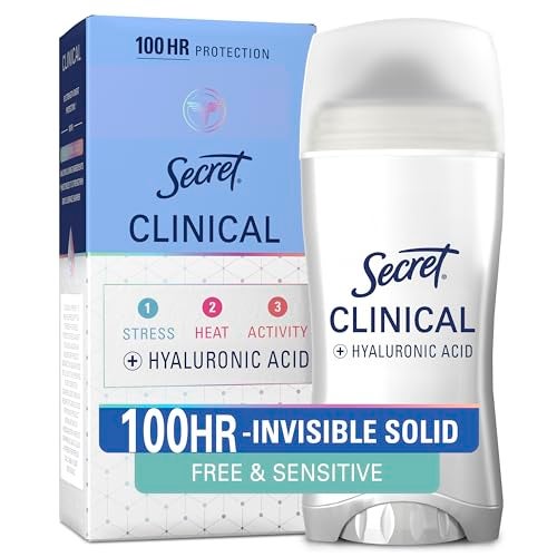 Secret Clinical Strength 100HR Sweat Odor Invisible Solid Antiperspirant Deodorant for Women Free Sensitive 3X Stress Protection with Hyaluronic Acid PH Balanced Unscented 26 oz - Image 1