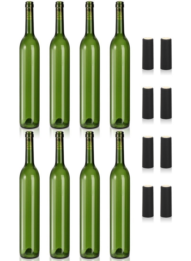 DEAYOU 8 Pack 750ml Bordeaux Wine Bottles, Glass Clear Bottles with 8 Corks and 8 PVC Shrink Capsules, Flat-Bottomed Empty Bottle for Claret, Liquor, Champagne, Juice, Beverages, Decor, Antique Green - Image 4