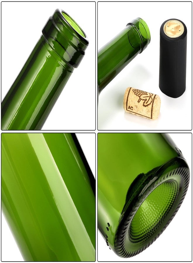 DEAYOU 8 Pack 750ml Bordeaux Wine Bottles, Glass Clear Bottles with 8 Corks and 8 PVC Shrink Capsules, Flat-Bottomed Empty Bottle for Claret, Liquor, Champagne, Juice, Beverages, Decor, Antique Green - Image 5