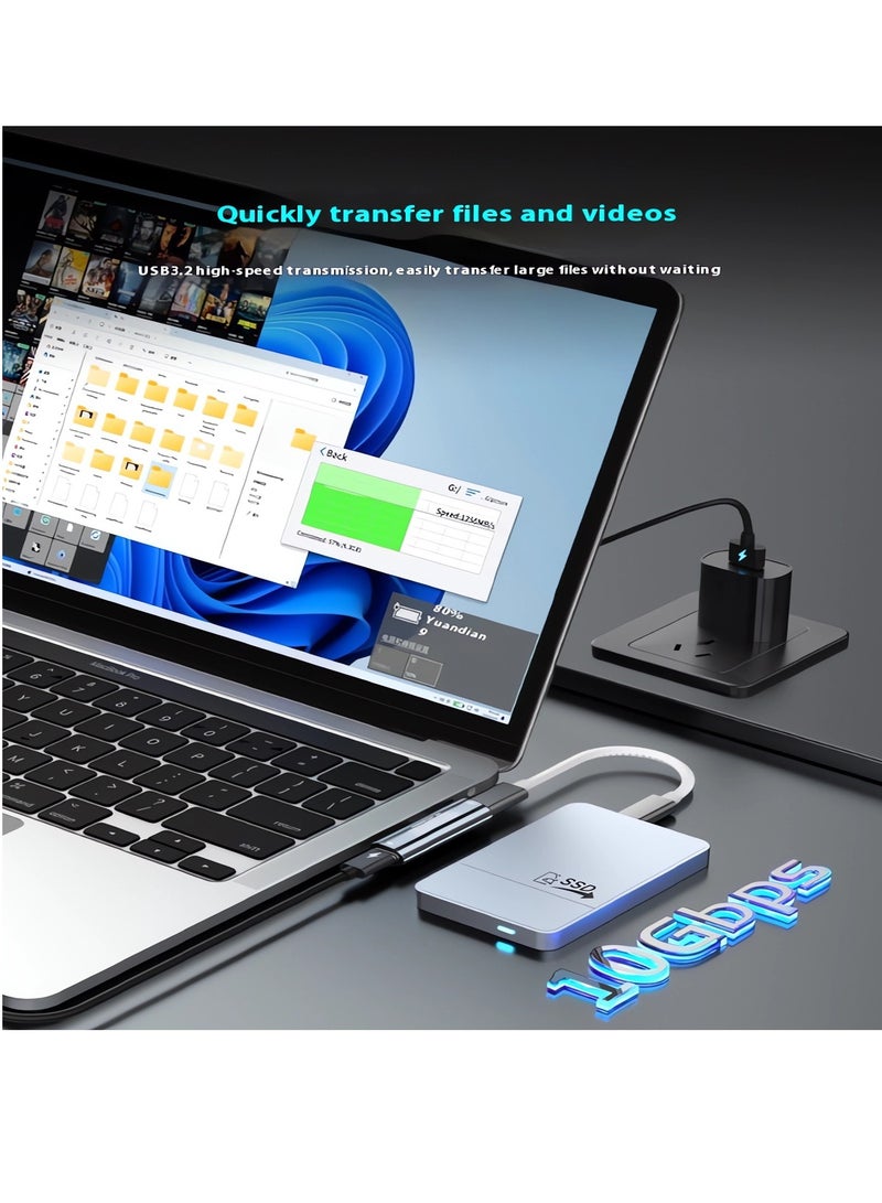 USB C Splitter, Dual USB C Headphone/USB C Data and Charger Adapter, 3-in-1 Type C Audio Dongle USB C Data Adapter with PD 60W Charging, Compatible with iPhone 15/15 Pro Max, Galaxy S24/S23, Pixel 8/7