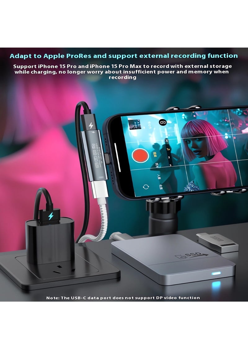 USB C Splitter, Dual USB C Headphone/USB C Data and Charger Adapter, 3-in-1 Type C Audio Dongle USB C Data Adapter with PD 60W Charging, Compatible with iPhone 15/15 Pro Max, Galaxy S24/S23, Pixel 8/7
