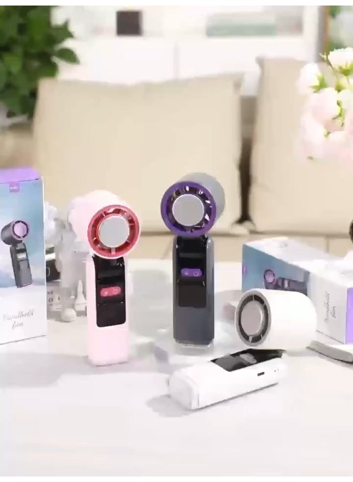 مروحة تبريد ثلجية توربو K801، مروحة محمولة قابلة لإعادة الشحن 4000mAh للاستخدام اليدوي والمكتبي والمعلق مع شاشة LED ومصباح يدوي - Image 2
