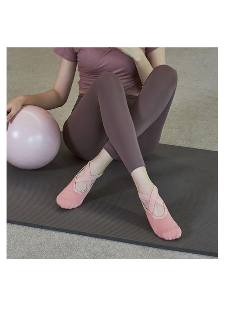 ECVV 4 Pairs Yoga Socks For Women, Pilates Grips Socks Non-Slip Grips & Straps Ideal for Pilates, Pure Barre, Ballet, Dance, Barefoot Workout (Size: 35-39)  - Image 3
