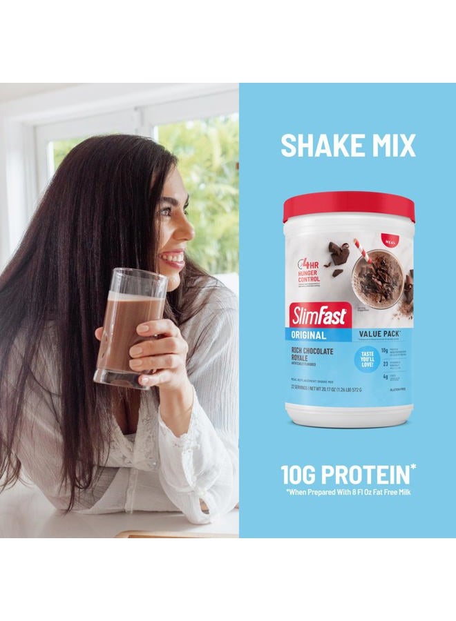 SlimFast Meal Replacement Powder, Original Rich Chocolate Royale, 10g of Protein, 22 Servings (Packaging May Vary) - Image 4