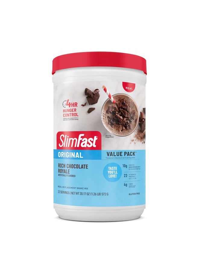 SlimFast Meal Replacement Powder, Original Rich Chocolate Royale, 10g of Protein, 22 Servings (Packaging May Vary) - Image 1