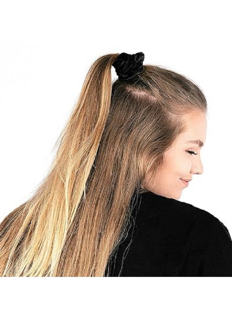 ربطات شعر مخملية ، عبوات ربطات شعر مخملية كبيرة ، ربطة شعر مخملية مطاطية ، ربطات شعر ناعمة - عبوة من 3 قطع (أسود) - Image 4