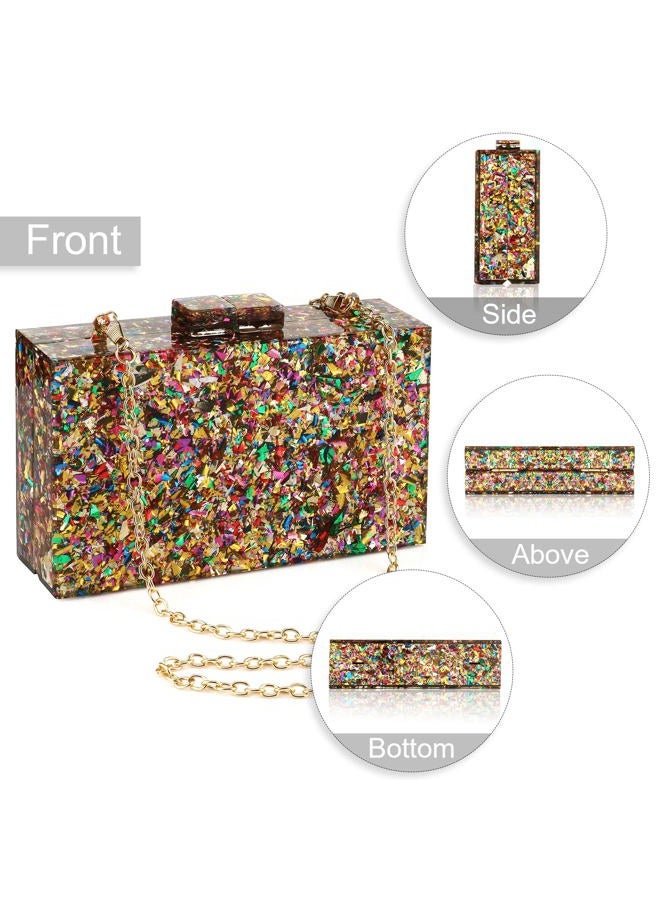 Gets Acrylic Purses and Handbags for Women Multicolor Perspex Geometric Patterns Box Clutch Banquet Evening Crossbody Handbag - Image 4