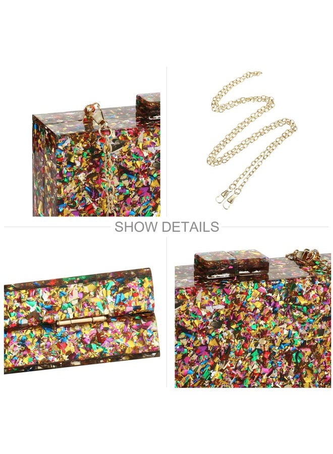 Gets Acrylic Purses and Handbags for Women Multicolor Perspex Geometric Patterns Box Clutch Banquet Evening Crossbody Handbag - Image 5