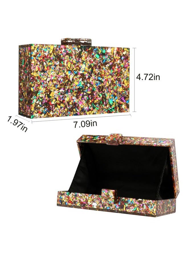 Gets Acrylic Purses and Handbags for Women Multicolor Perspex Geometric Patterns Box Clutch Banquet Evening Crossbody Handbag - Image 3