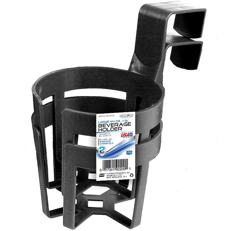 Custom Accessories 92200 Large Plastic Cup Holders Black Pack of 2