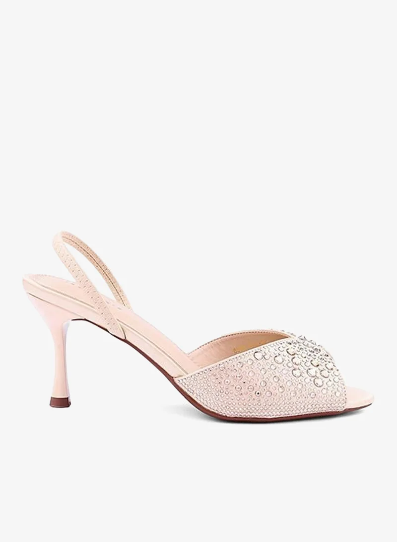 أيقون صنادل بكعب مزينة بأشرطة