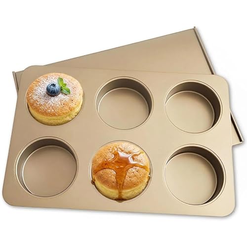 JSJMOFA 6Cup English Muffin Pan with Sliding Lid 335 Cavities 2in1 Proof Bake HeavyDuty Carbon Steel Nonstick for English Muffins Egg Sandwiches Quiches - Image 1