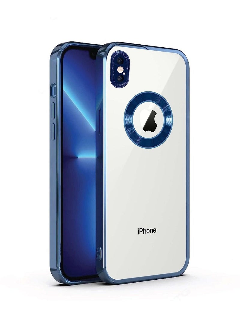 مناسبة ل iPhone X / XS Chorme Ring Logo قطع تصفيح TPU زجاج عدسة جراب هاتف آيفون X / XS الأزرق - Image 1