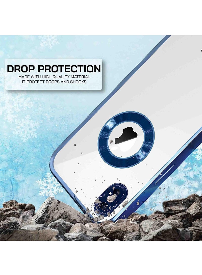 مناسبة ل iPhone X / XS Chorme Ring Logo قطع تصفيح TPU زجاج عدسة جراب هاتف آيفون X / XS الأزرق - Image 3