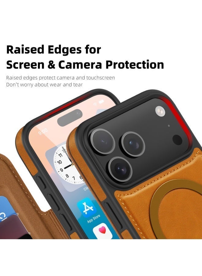 Magnetic Flip Leather Wallet Case for iPhone 17 Pro Max / 17 Pro with RFID Blocking Card Slot, Full Coverage Shockproof Cover - Image 3