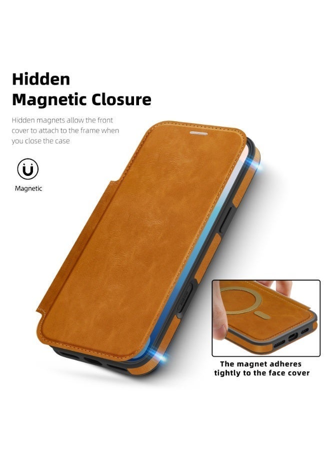 Magnetic Flip Leather Wallet Case for iPhone 17 Pro Max / 17 Pro with RFID Blocking Card Slot, Full Coverage Shockproof Cover - Image 4