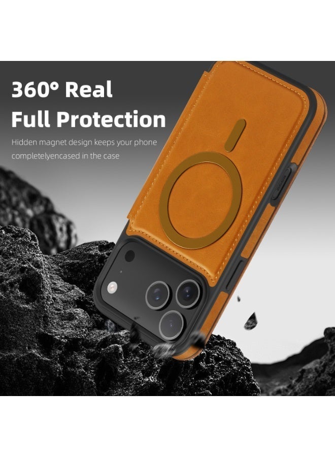 Magnetic Flip Leather Wallet Case for iPhone 17 Pro Max / 17 Pro with RFID Blocking Card Slot, Full Coverage Shockproof Cover - Image 2