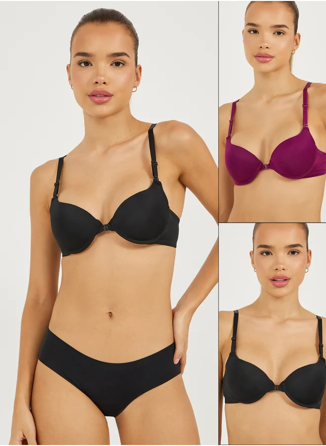 Styli Pack of 2 - Padded Wired Solid Plunge Bra