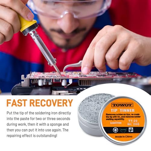 TOWOT Tip Tinner For Electronics Soldering, Iron Tip and Re-Tinning Solution, Removes Oxidation, 20g - Image 5