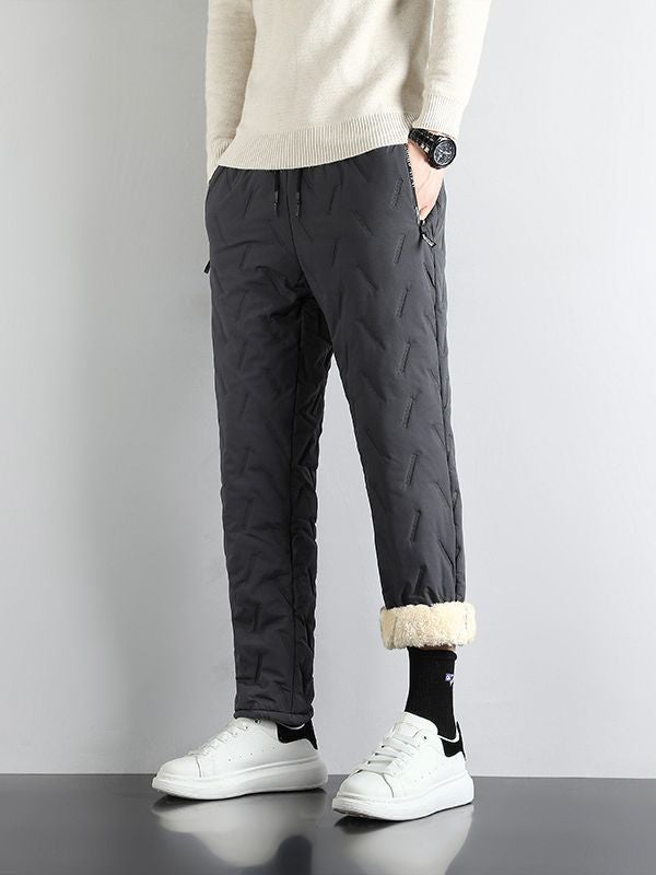 Winter lambswool cotton pants men's extra large winter outer wear warm loose straight casual ankle-tied pants  - Image 3