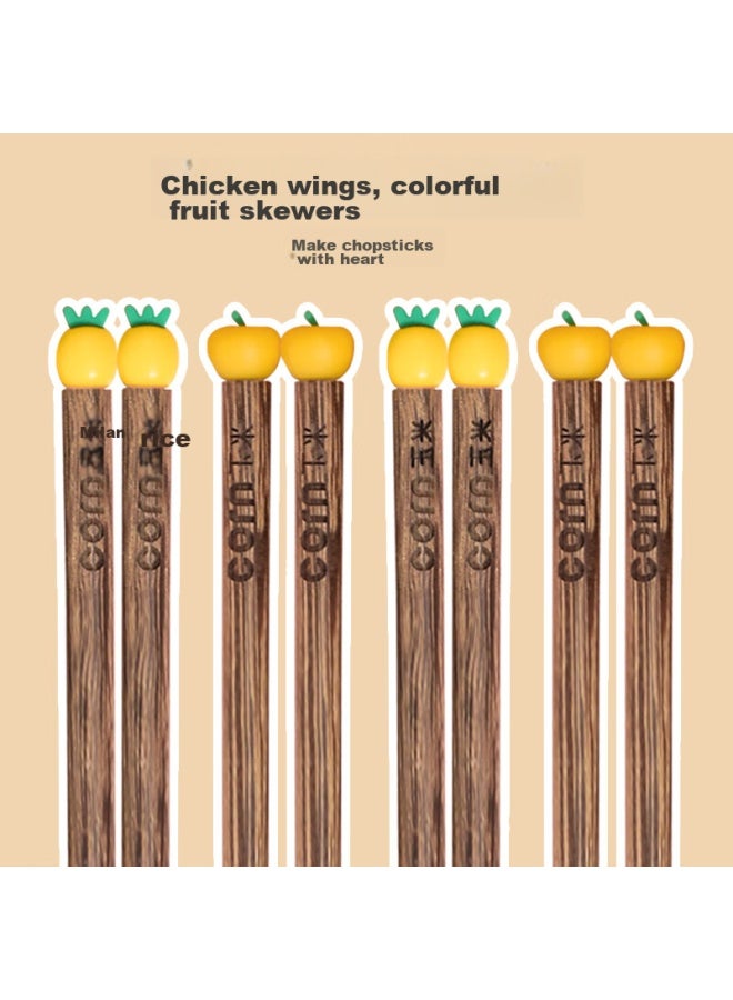 Corn Chicken Wing Wood Children's Chopsticks, Home Use Solid Wood Baby Training Chopsticks, Cute Cartoon Fruit Chopsticks For Kids - Image 5
